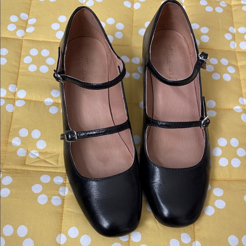 Classic Madewell Black Mary Jane block heel - Women's Double Strap Shoes